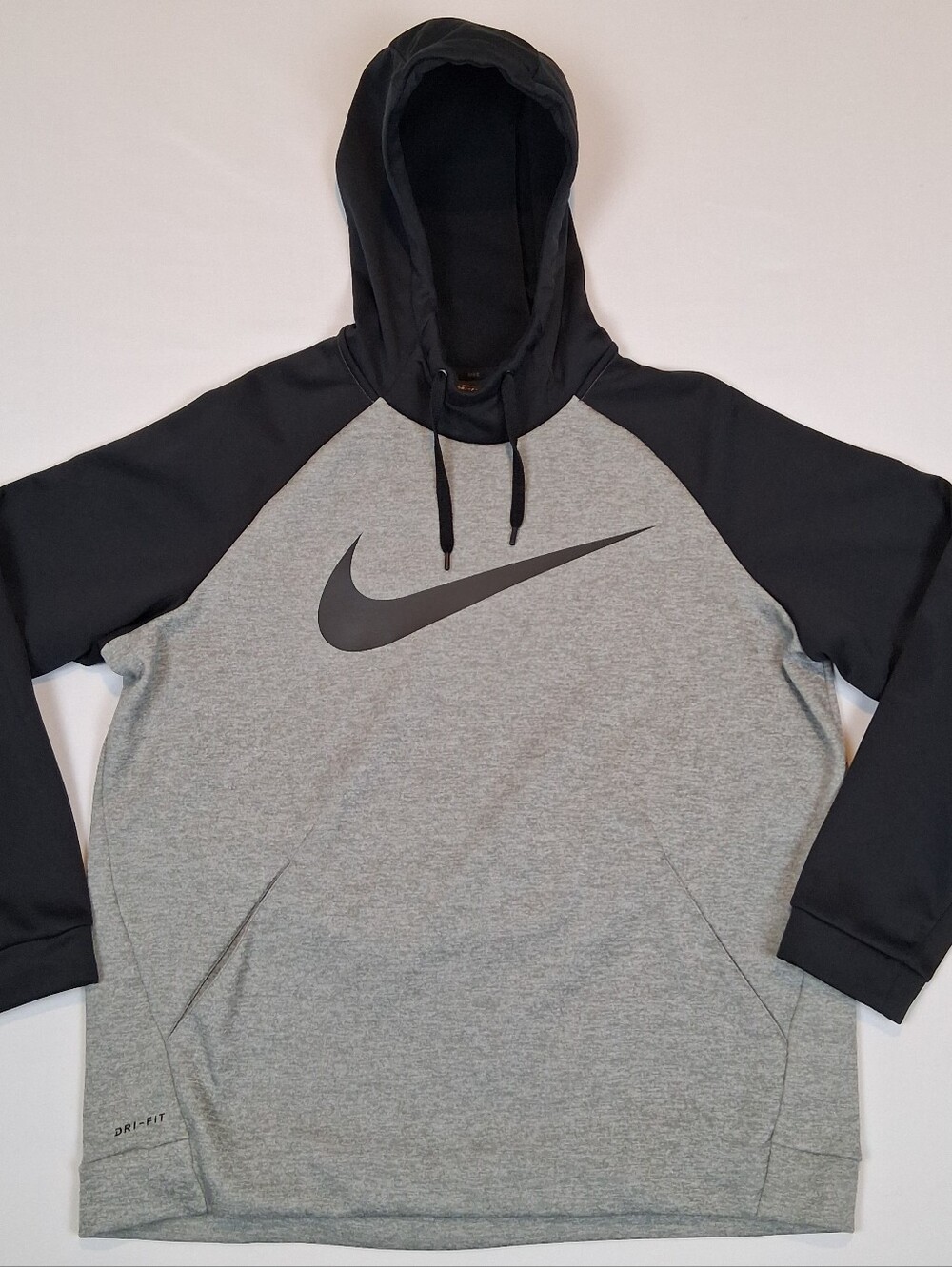 Nike Therma Mens Swoosh Training Hoodie 931991-063 Grey/Black XL Y2k Funnel Neck
